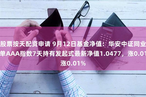 股票按天配资申请 9月12日基金净值：华安中证同业存单AAA指数7天持有发起式最新净值1.0477，涨0.01%